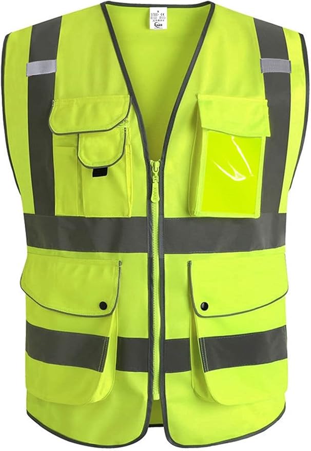 9 Pockets Class 2 High Visibility Reflective Safety Vest for Men Women ...